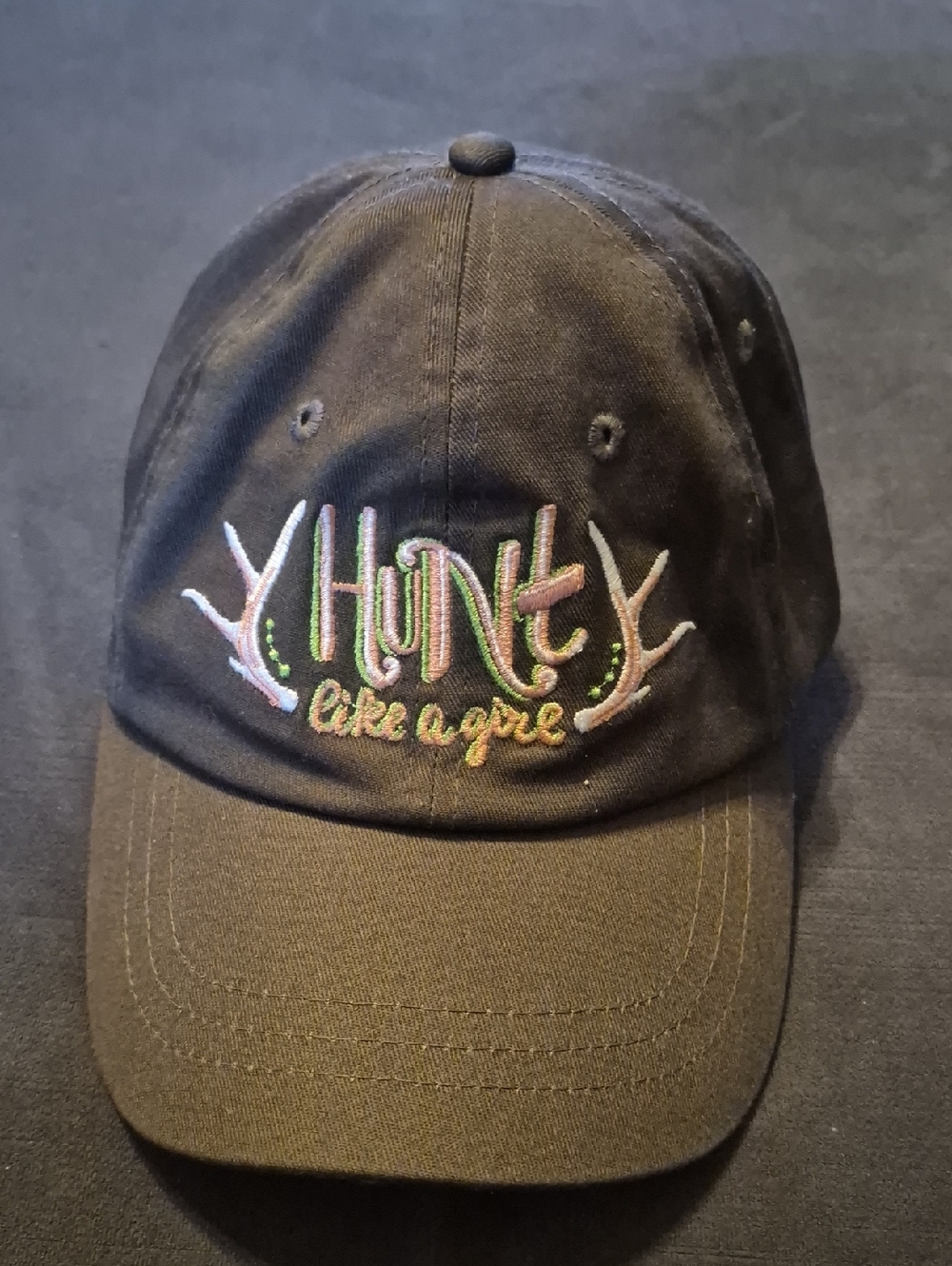 A‎ Girl Thing Black Baseball Cap with White Embroidery
